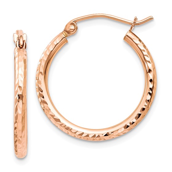 14k Rose Gold Diamond Cut Polished Hoop Earrings 14k Rose Gold Diamond Cut Polished Hoop Earrings
